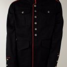 Tripp NYC Military Jacket Black Red Steampunk Goth Army Officer Pea Coat, M