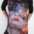 Iron Fist New T Shirt, Top, Pentagram Smoking Girl Lips Oversized Raglan L large