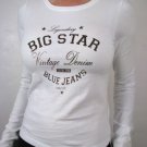 Big Star Vintage Jeans T Shirt, White with Black Letters S, Small, New, MSRP $59