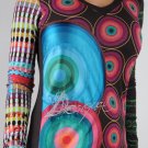 Desigual Shirt New Monic Satin Logo Circles & Metallic Foil Tunic Top, L Large