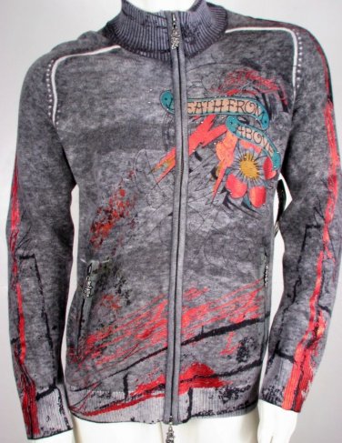Ed Hardy Track Jacket Sweater Collectors Item Rare Buddha 3 Eyed Monster Large L