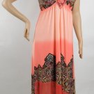 One World Maxi Dress Coral Fusion Paisley, Lace Crochet, New With Tag, L, Large