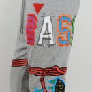Bass By Ron Bass Gray 3/4 Sweat Pants, Leatherette Patches M, Waist: 30-32"