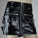 Hell Bunny London Mini Skirt New Black PVC w/Chains Gothic Punk Bondage, S Small