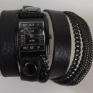 La Mer Collections Watch Leather Chains Onyx Multi Chain Back Wrap and Gift box