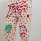 Bass By Ron Bass Cream 3/4 Sweat Pants, Red Dots, Patches XL, Waist: 34-36"