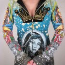 Christian Audigier Hoody Blue Mary Cross Hoodie Tunic, S, Small, New Retail $250