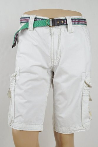 Jet Lag Jetlag Cargo Shorts White TLZ Cataloa and Removable Belt, Size 34