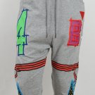 Bass By Ron Bass Gray 3/4 Sweat Pants, Leatherette Patches XL, Waist: 34-36"