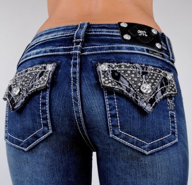 Miss Me Jeans Lace Leather Mid Rise Sugar & Spice Vixen 26 27 28 30 31 32 33 34