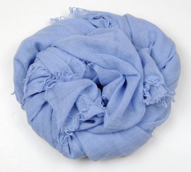 Chan Luu Scarf Cashmere Blue Silk & Cashmere Wrap Shawl, 62 x 58", New
