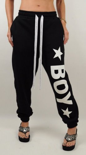 Boy London Black Sweat Pants Joggers, Stars, Logo, Drop Crotch, M, Waist 29-31"