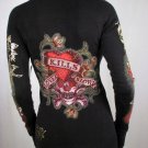 Ed Hardy Hoodie Sweater Black Jacket Rhinestone Love Kills Slowly, XS