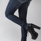 LA Idol Jeans Skinny Cross Crystals New Studs & Stones Dark, Sz 3, 5, 7, 9