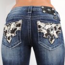 Miss Me Jeans Black Cow Patch Texas Rodeo Crystals Boot Cut, 27, 28, Rare Style