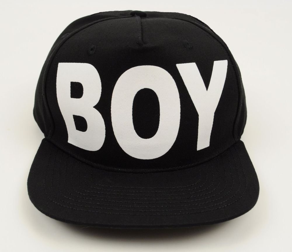 Boy London Black Hat White BOY Logo Baseball Trucker Cap, New With Tags