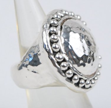Simon Sebbag Ring Extra Large Hammered Prosecco, Electroform 925 Silver, 6.75