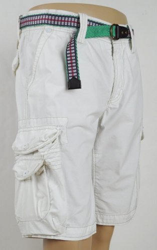 Jet Lag Jetlag Cargo Shorts White TLZ Cataloa and Removable Belt, Size 36
