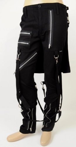Tripp NYC Men Black Pant Removable Bumflap Kilt Bondage Punk Rock Skinny Jean 32