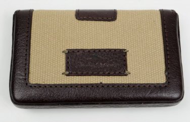 Tommy Bahama ID Case Credit Card Holder Small Wallet Leather Canvas & Gift Box