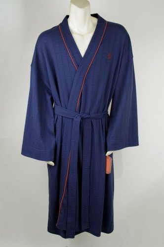 Tommy Bahama Bath Robe Bathrobe Navy Blue Lounge Jacket w/ Logo NWT Size L / XL