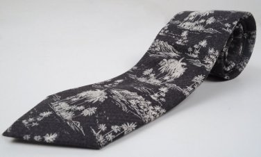 Tommy Bahama Silk Tie, Light Black Island Life, Palm Trees, New In Box, $78