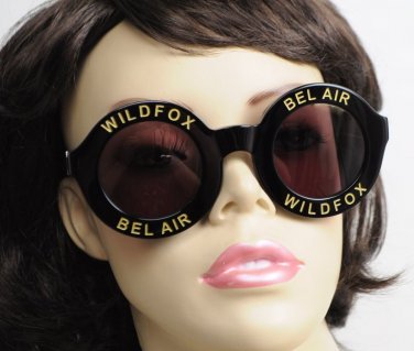 Wildfox Couture Sunglasses Large Black Bel Air Logos w/ Sunglass Case, Box, New