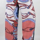 Elan Palazzo Pants Boho Scarf Print Bottom Side Slits Wrinkle Resistant, Large L