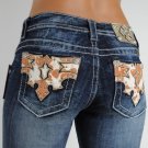 Miss Me Jeans Brown Cow Patch Texas Rodeo Crystals Vintage Wash Boot, 27, Rare