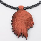 Goodwood NYC Authentic Wood Chief Red w/ Black Wooden Beaded Necklace