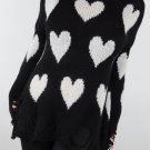 Wildfox Couture Sweater All Over Love Black w/ White Hearts Oversized Lennon S
