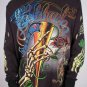 Christian Audigier Shirt Thermal Rhinestone Celebrate Life, 2XL XXL, Chest 50"