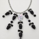Tarina Tarantino Necklace Waterfall 'I Hate You' Cameo Skulls Crystals, Last 1