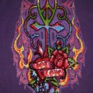 Ed Hardy Hoodie Hoody Sweater Rhinestone Grape Love Cross Zip-Up, XS, Rare