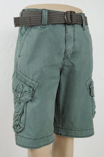 Jet Lag Jetlag Cargo Shorts Olive Khaki Green Take Off and Removable Belt, 38