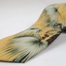 Tommy Bahama Silk Tie, Golden Tan Yellow Green Palm Trees, New In Box $78