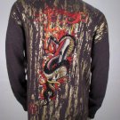 Ed Hardy Sweater Track Jacket Zip Up Snake Rhinestone Gold Foil, XL