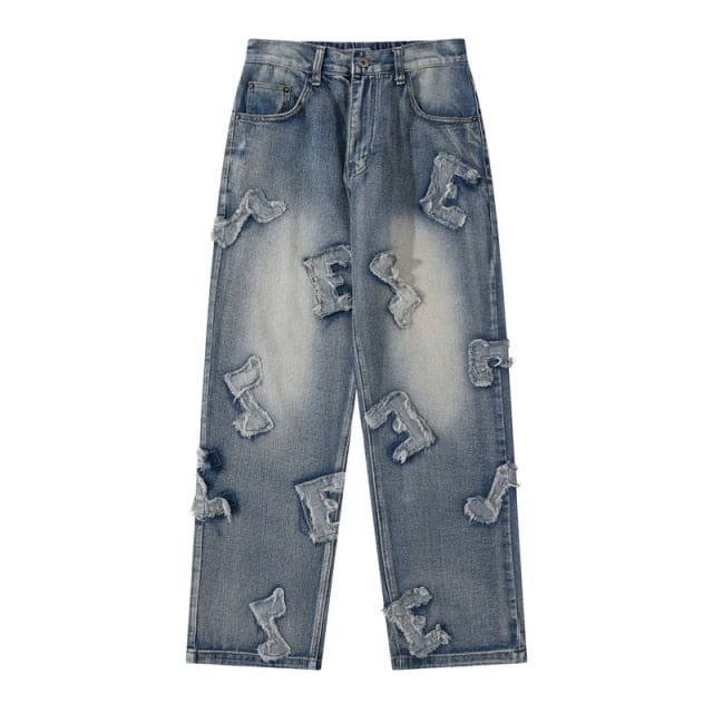 Fashion Patchwork Wide Leg Jeans