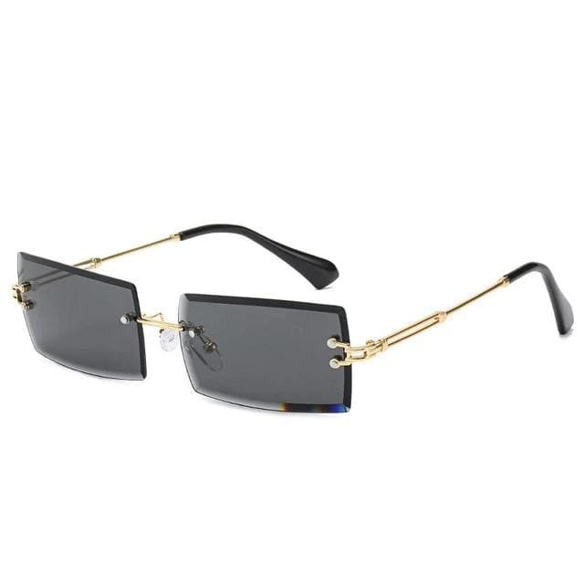 Diamond Cut Rectangle Frame Sunglasses