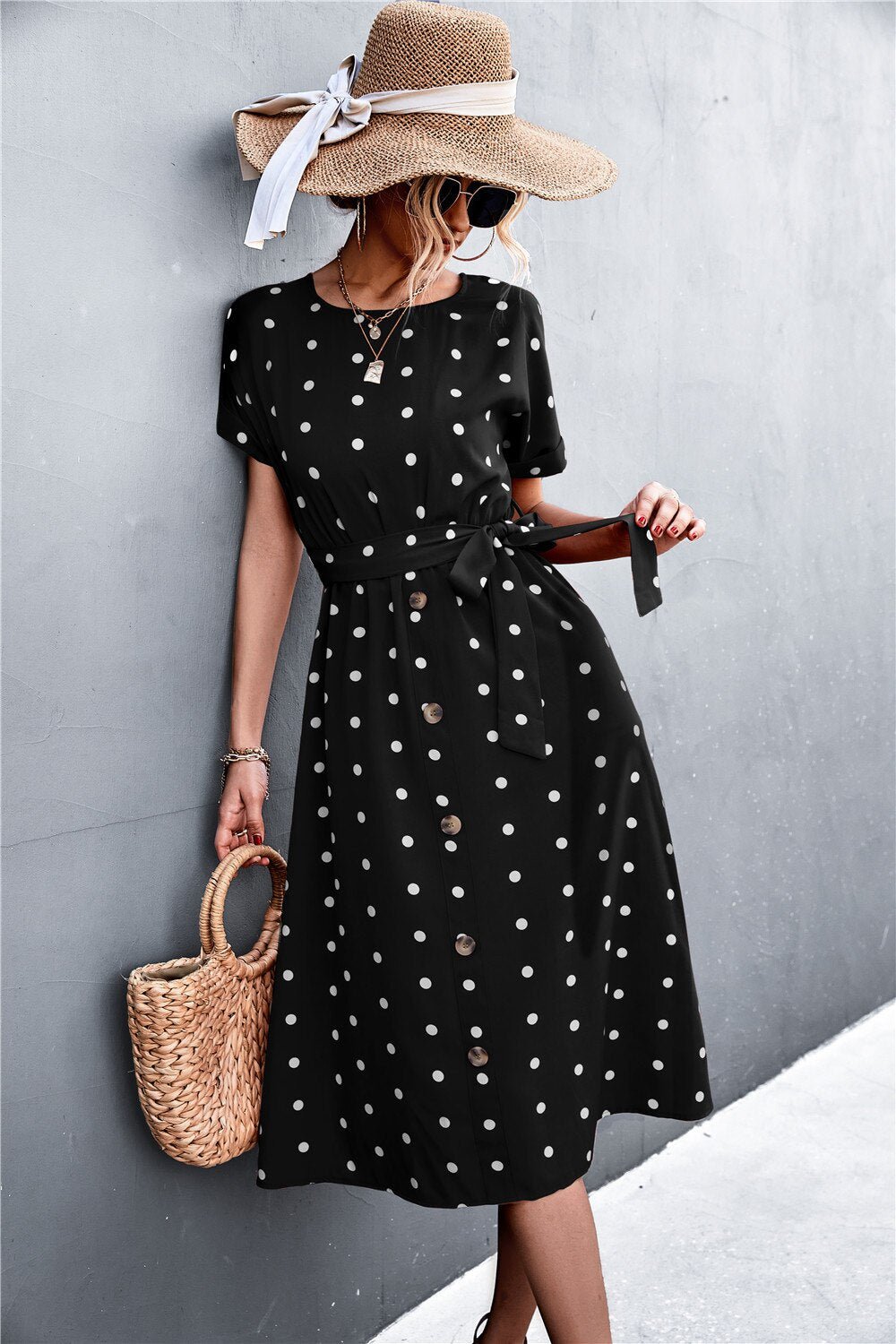 Casual Loose Boho Beach Summer Midi Dress