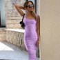 Sexy Square Collar Pleated Maxi Dress