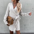 Autumn Winter Wrap Knitted Mini Dress