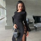 Backless Bandage Long Sleeve Maxi Dress