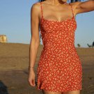Backless Tie Up Mini Dress Orange Floral