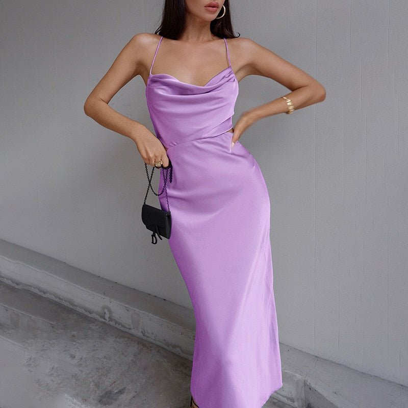 Backless Waist Hollow Out Maxi Dress