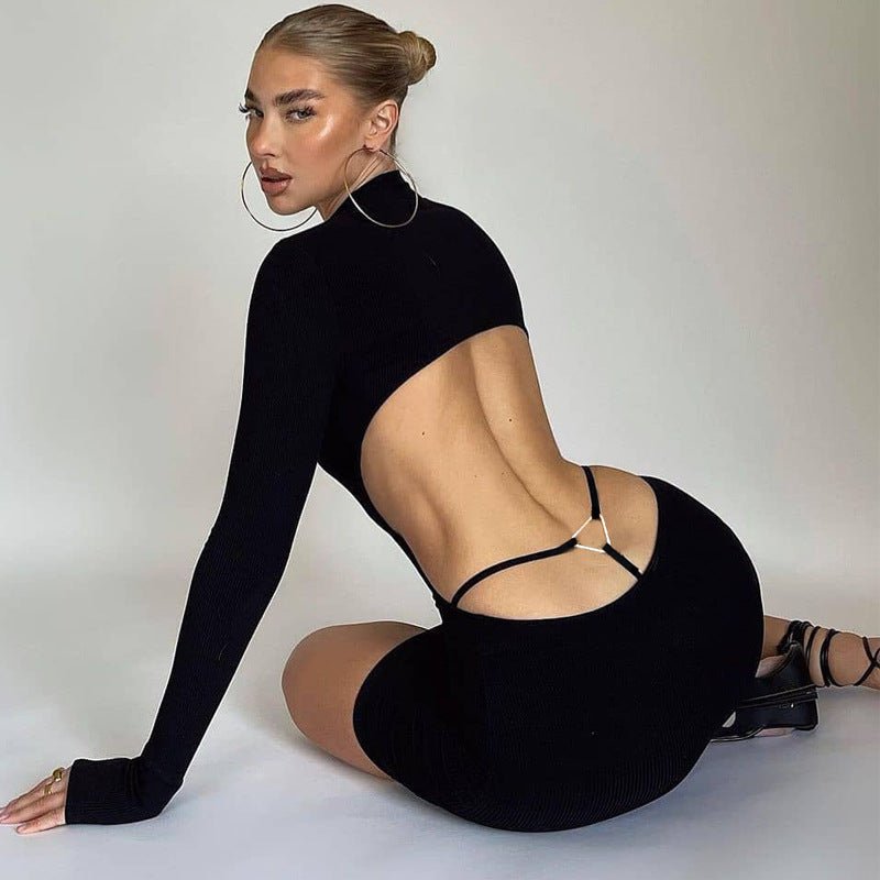Black Dress Long Sleeve Mini Dress