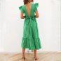 Butterfly Sleeve Solid Backless Women Maxi Dress