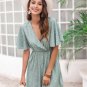 Casual V Neck Ruffles Party Beach Mini Dress