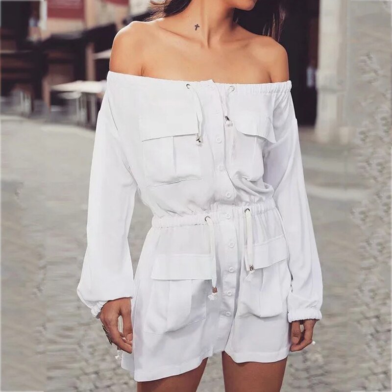 Casual White Cotton Mini Dress