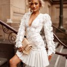 Celebrity Casual Lace Ruffled Mini Dress